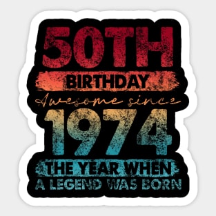 50th Birthday 50 Year Old Vintage 1974 Limited Edition Sticker